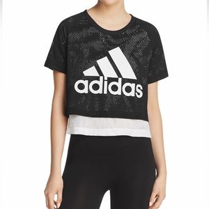 Adidas women’s jersey black and white crop top size medium